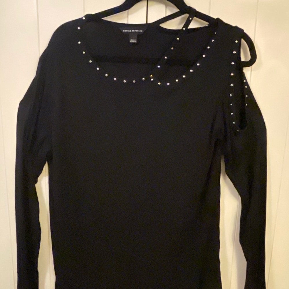 Rock & Republic Black Top with Studded Accents